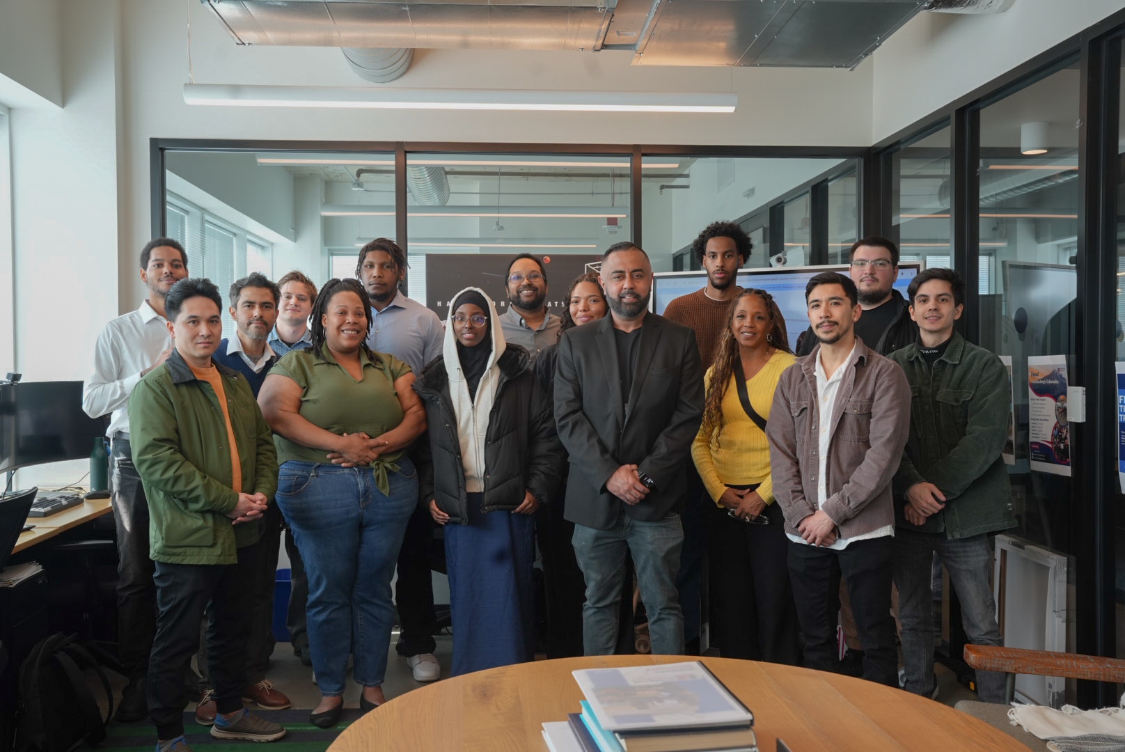 Omer Qureshi with the Americans 4 Equality intern cohort and team in the office.